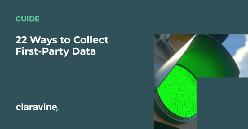 Infographic illustrating 22 ways to collect first-party data for marketing purposes