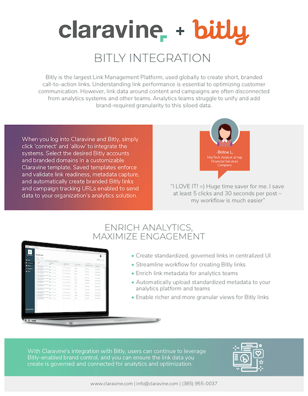 Bitly and Claravine integration one-pager