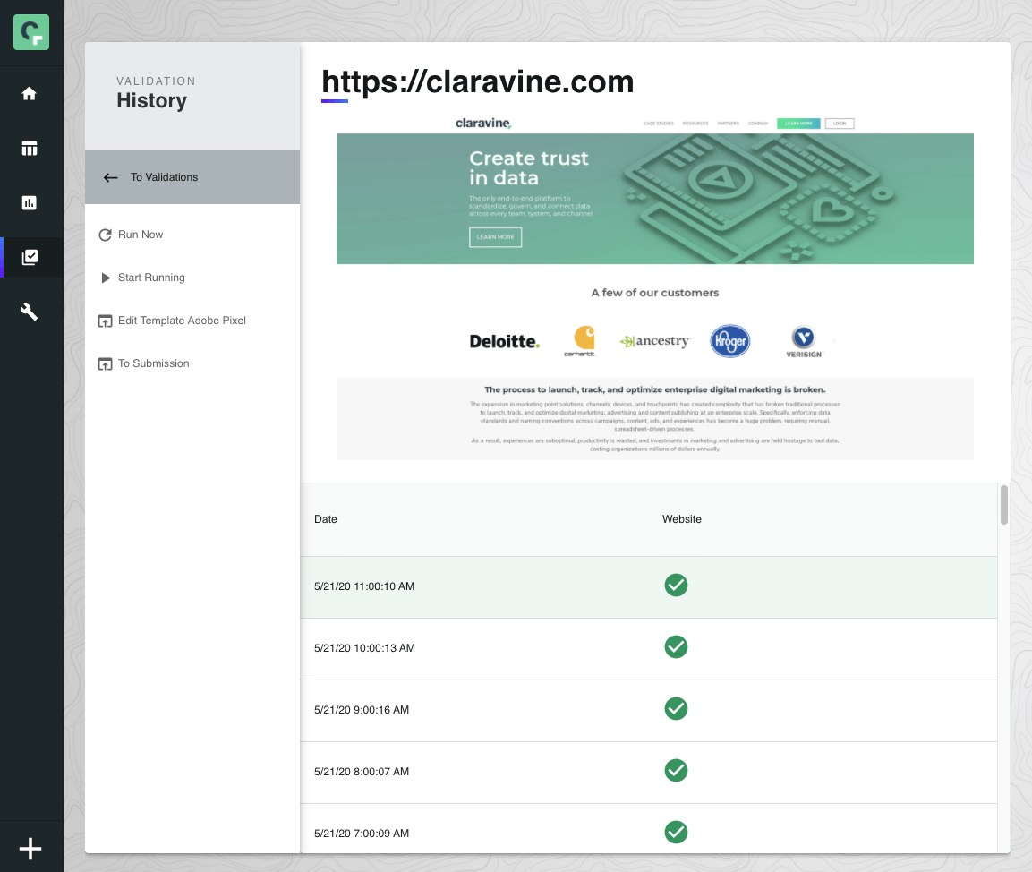 Tag Monitoring Timeline