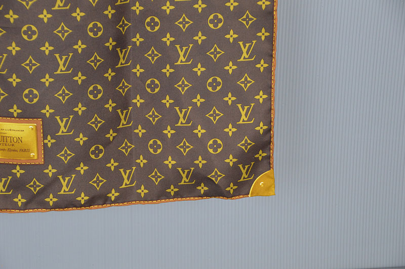 Used Authentic Louis Vuitton 100% Silk Scarf Brown Carre Monogram ...