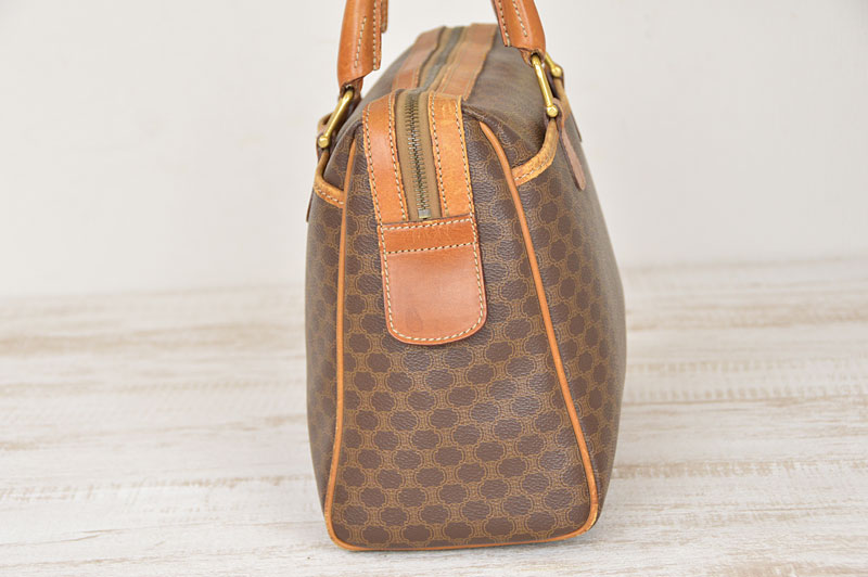 Used CELINE Brown Macadam PVC / Brown Leather Hand Bag